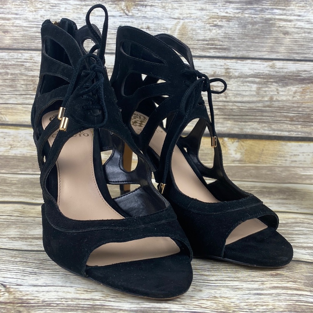 Vince Camuto Caliva Black Suede Sz 10